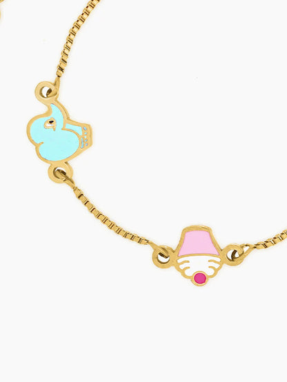 Tiny Cupcake Charm 18K Gold Plated Kid's Bracelet