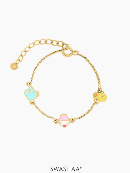 Tiny Cupcake Charm 18K Gold Plated Kid's Bracelet Gold
