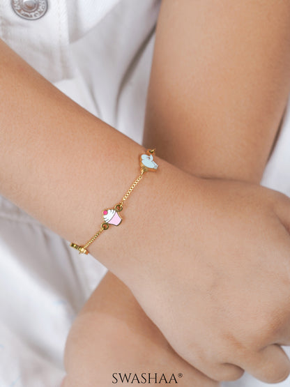 Tiny Cupcake Charm 18K Gold Plated Kid's Bracelet