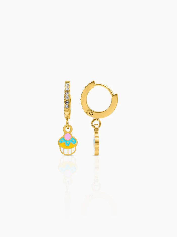 Tiny Cupcake 18K Gold Plated Kid's Hoop Earrings Gold