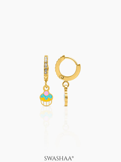 Tiny Cupcake 18K Gold Plated Kid's Hoop Earrings Gold