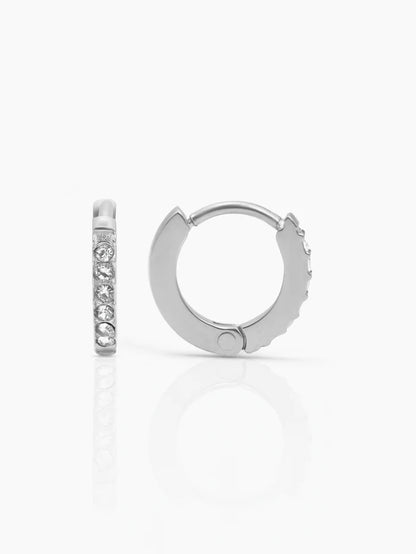 Tiny Diamond Silver Kid's Hoop Earrings Silver