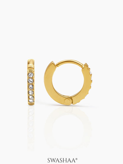 Tiny Diamond Kid's Hoop Earrings 18K Gold Plated