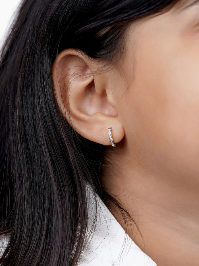 Tiny Diamond 18K Gold Plated Kid's Hoop Earrings