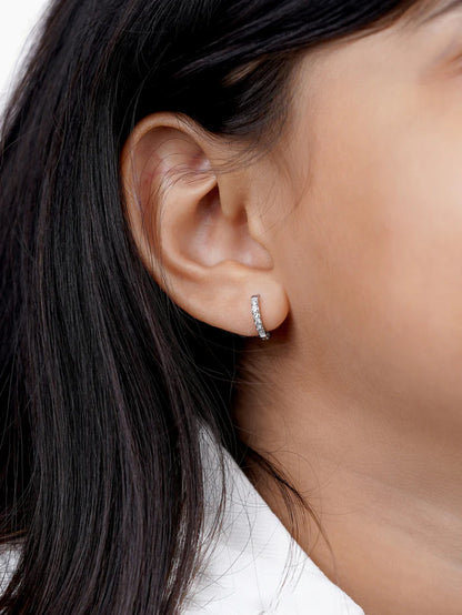 Tiny Diamond Silver Kid's Hoop Earrings