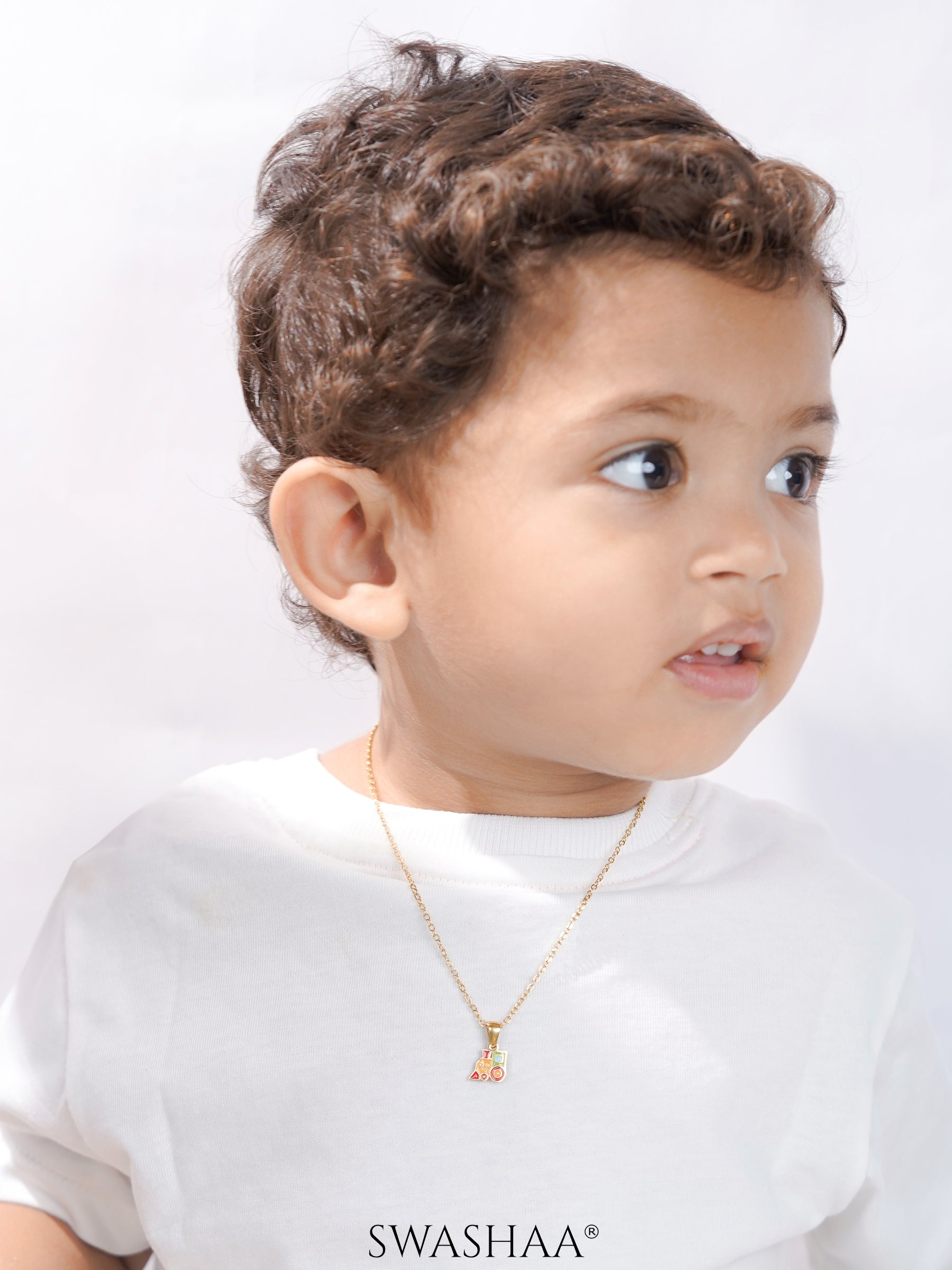 Tiny Train 18K Gold Plated Kid's Chain Pendant