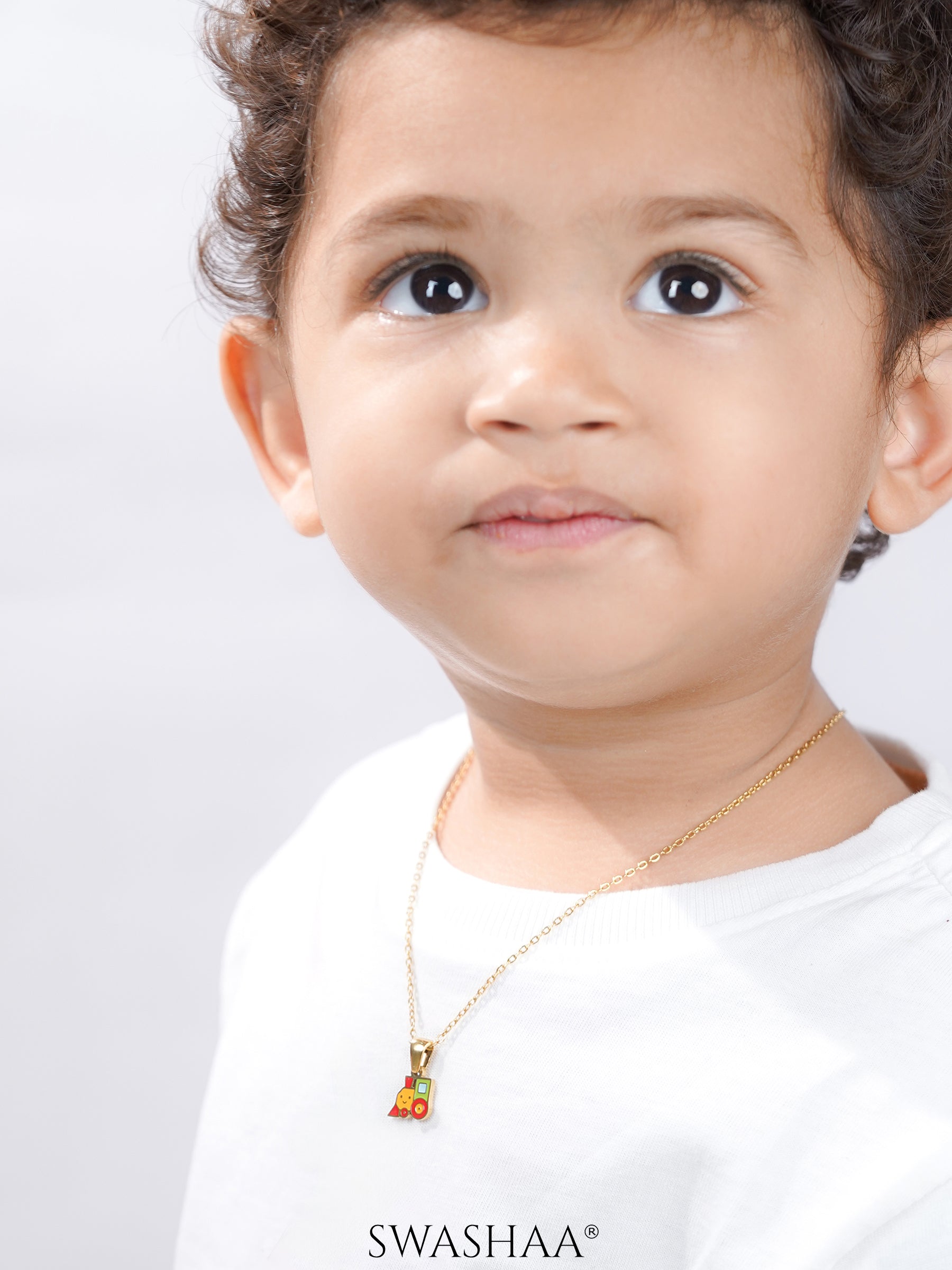 Tiny Train 18K Gold Plated Kid's Chain Pendant