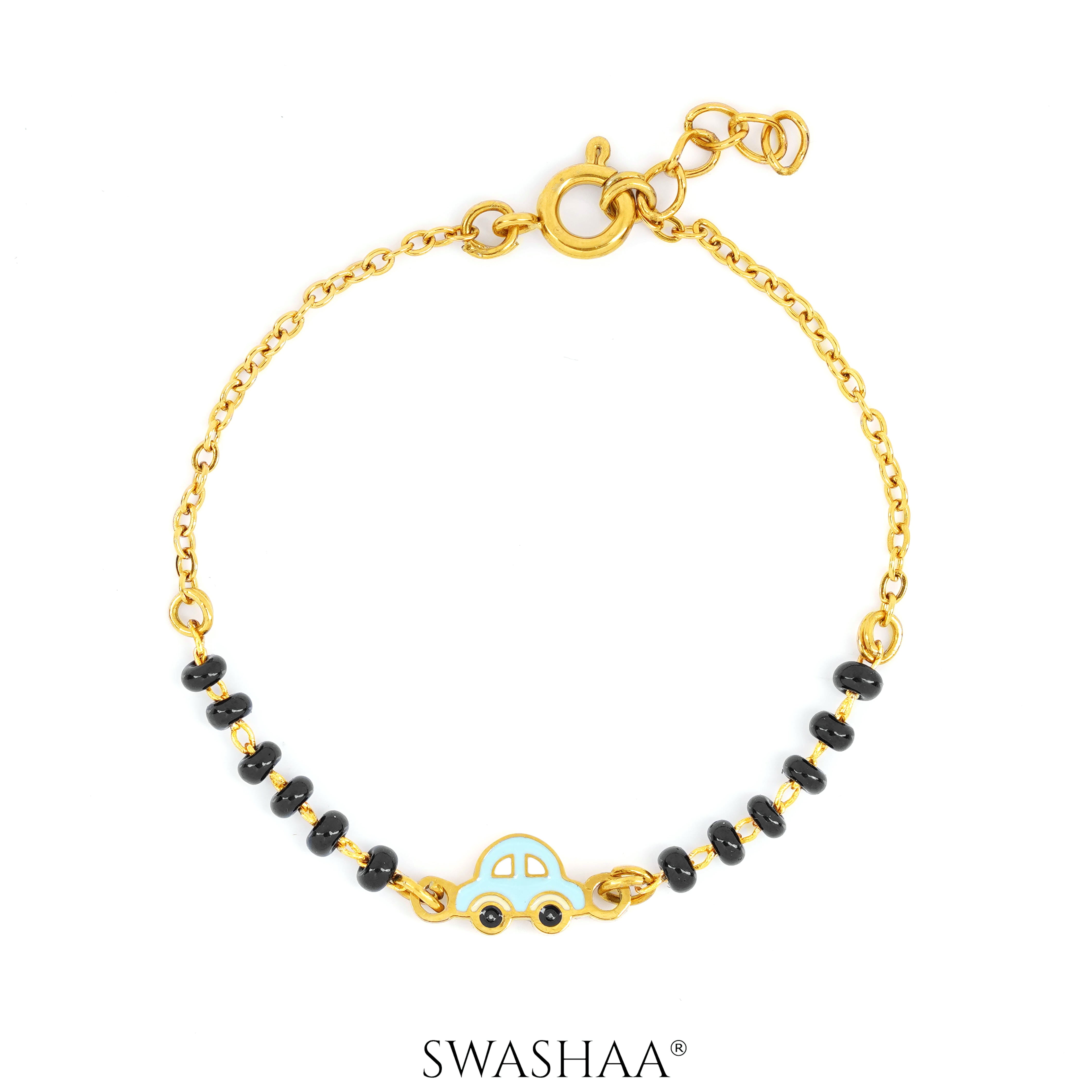 Tiny Wheels Car Charm 18K Gold Plated Kid's Nazariya Bracelet Gold