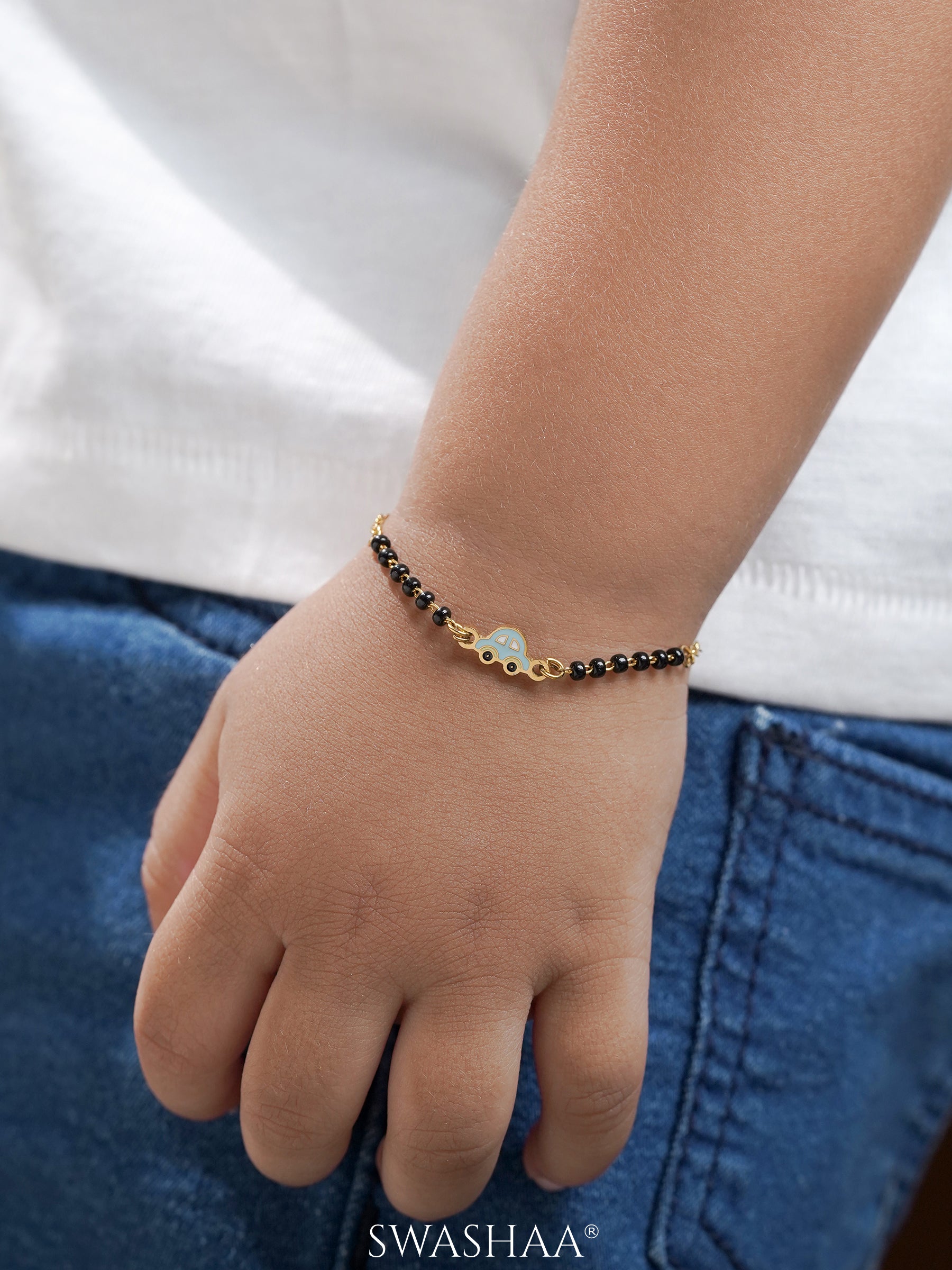 Tiny Wheels Car Charm 18K Gold Plated Kid's Nazariya Bracelet