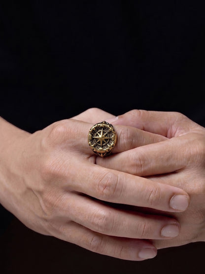 Toren Orbit 18K Gold Plated Signet Men's Ring