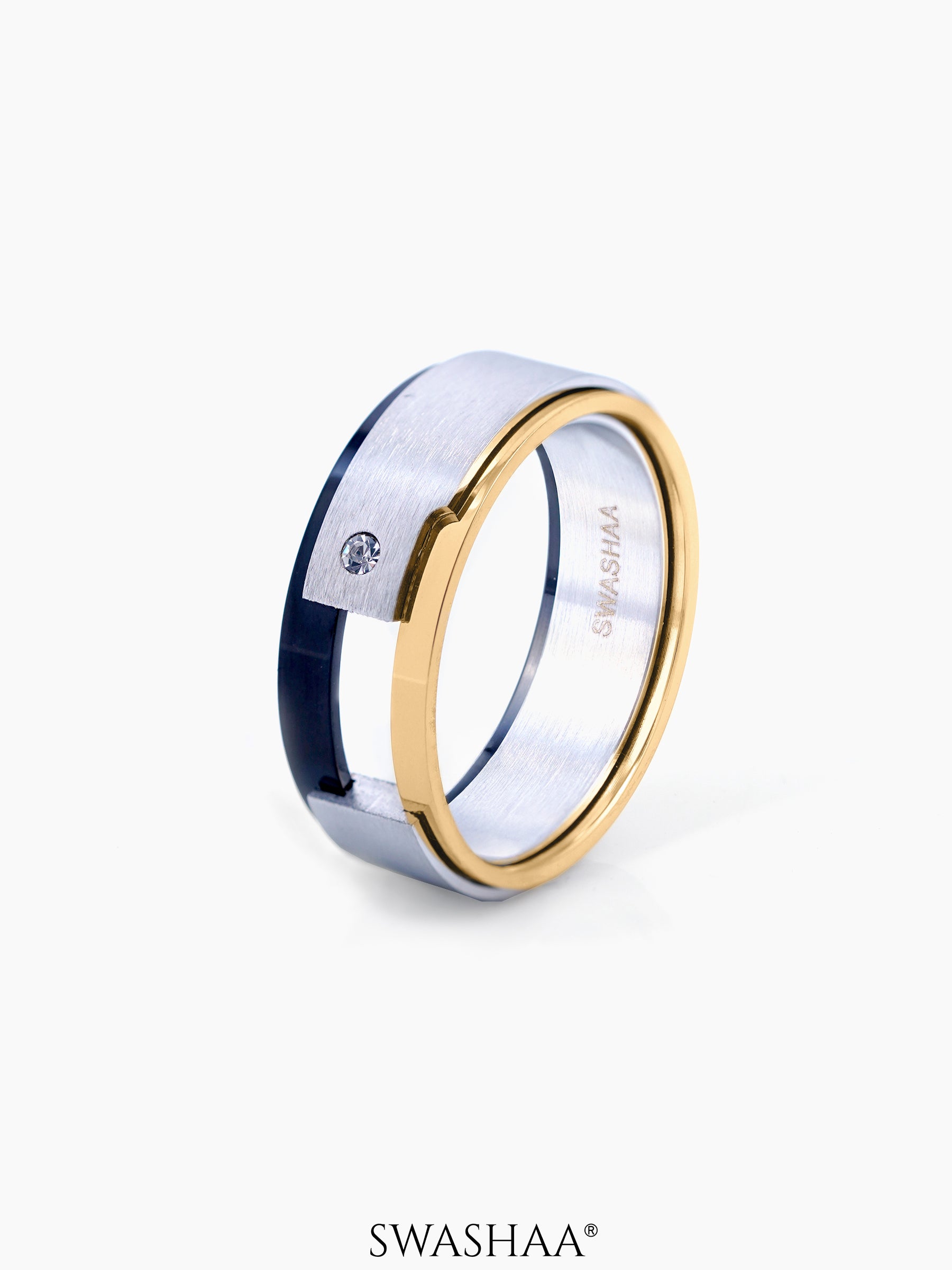 Torian Men's Ring 18K Gold-Silver-Black