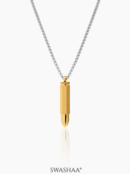 Tork Bullet Men's Chain Pendant 18K Gold-Silver