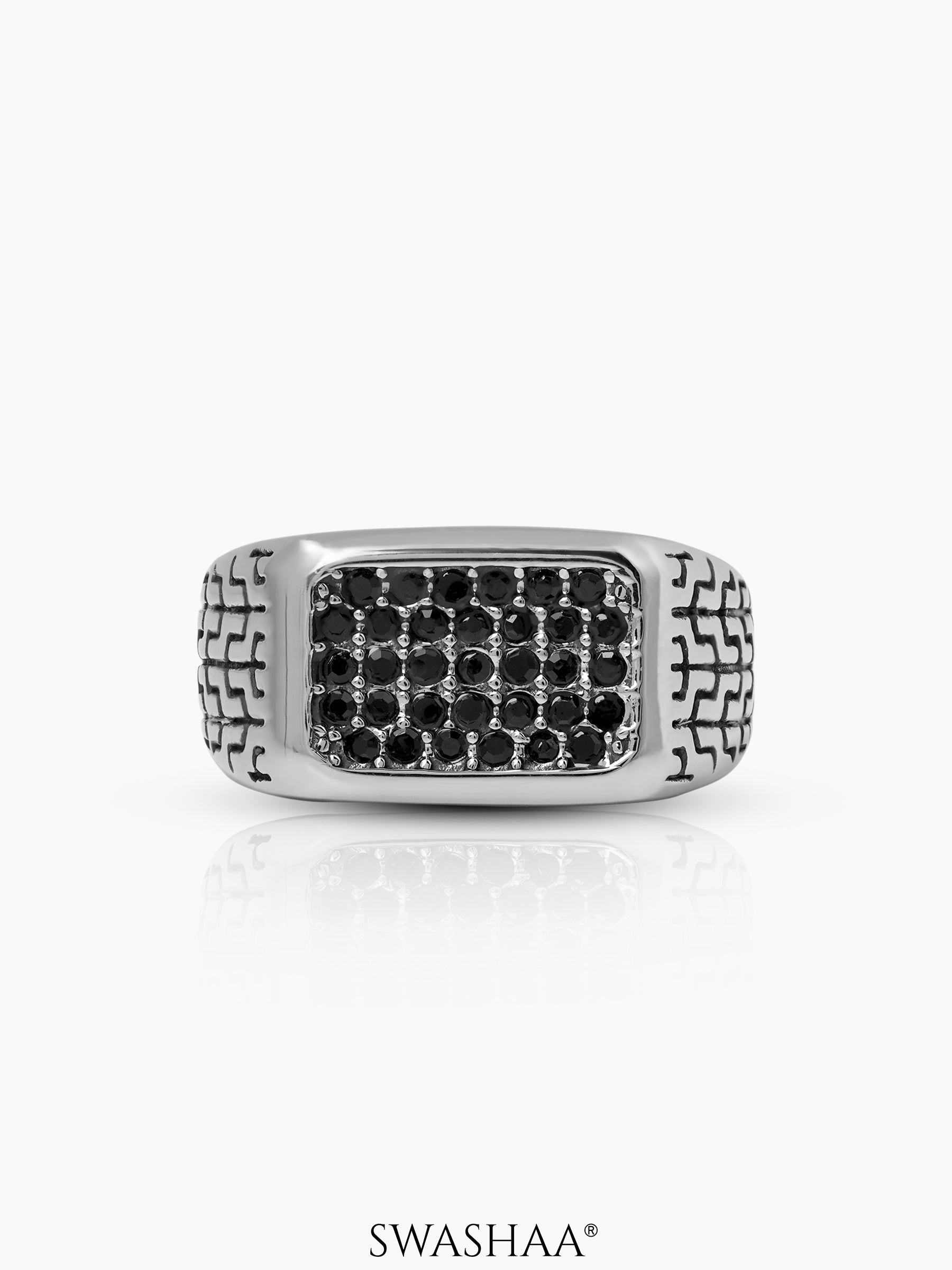 Torque Pave Diamond Signet Men's Ring