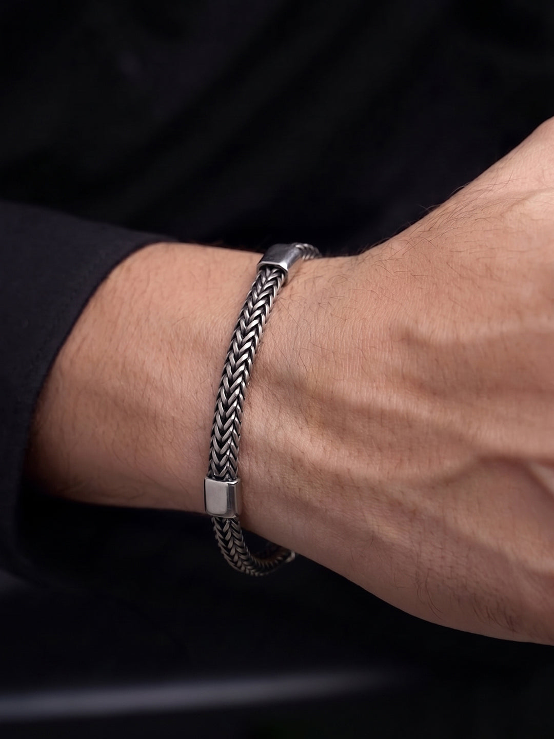 Torvik Chevron Black - Silver Men’s Chain Bracelet