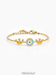 Twinkle Crown Evil Eye 18K Gold Plated Kid's Kada Bracelet Gold