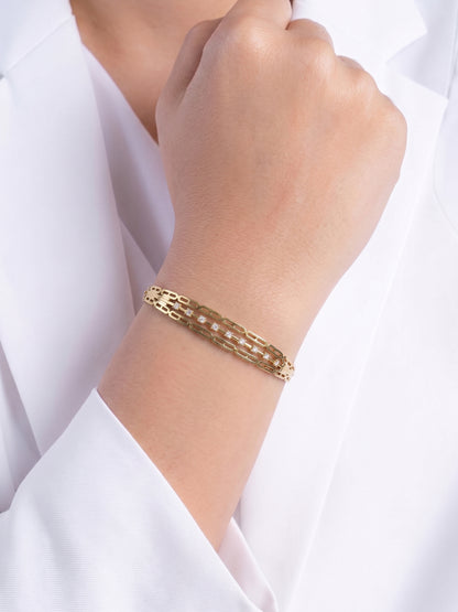 Ulina Link Diamond 18K Gold Plated Small Wrist Band Bracelet
