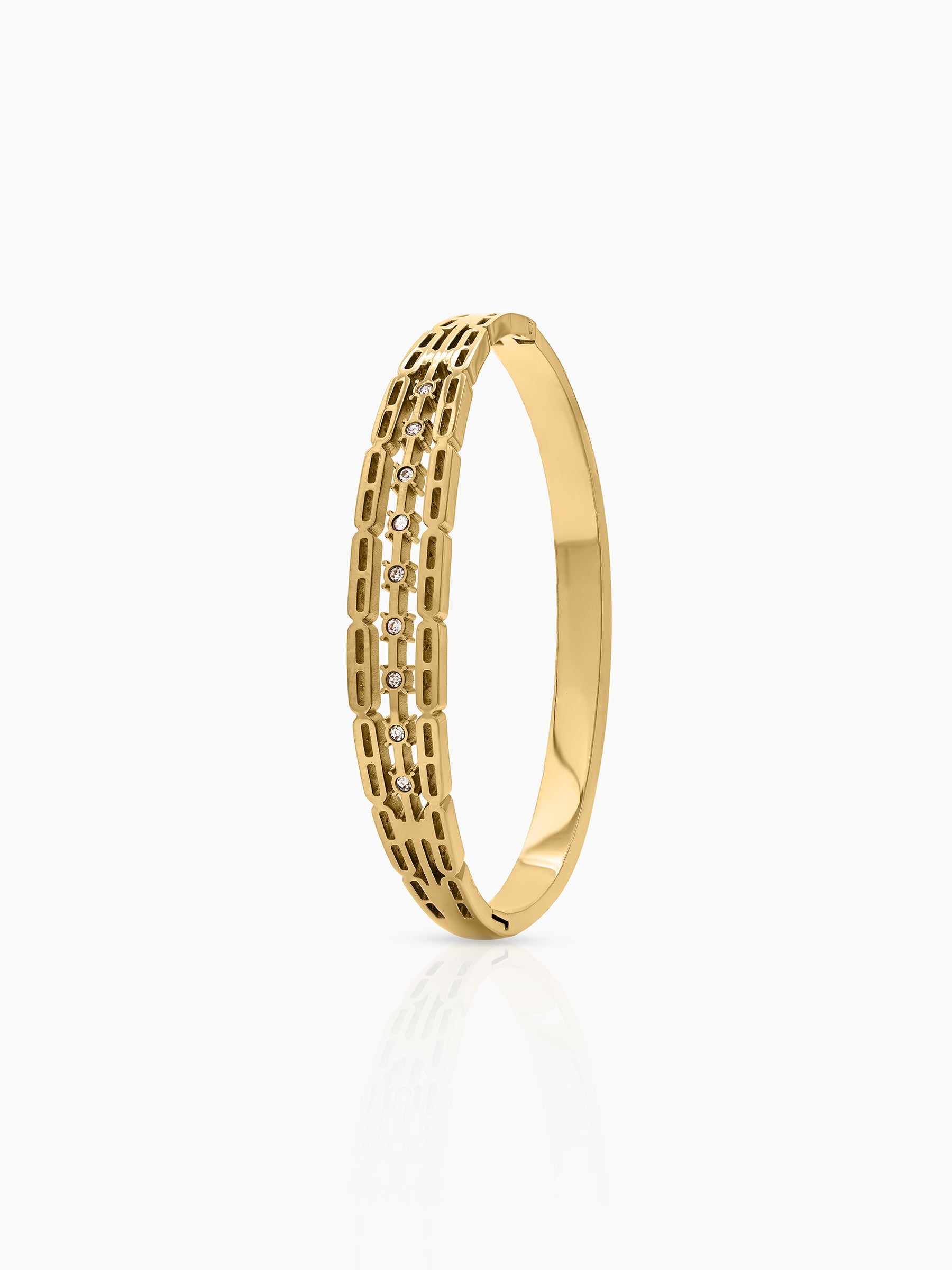 Ulina Link Diamond 18K Gold Plated Small Wrist Band Bracelet Gold S