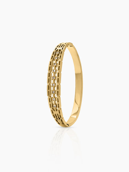 Ulina Link Diamond 18K Gold Plated Small Wrist Band Bracelet Gold S