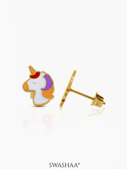 UniPop Unicorn 18K Gold Plated Kids Stud Earrings Gold