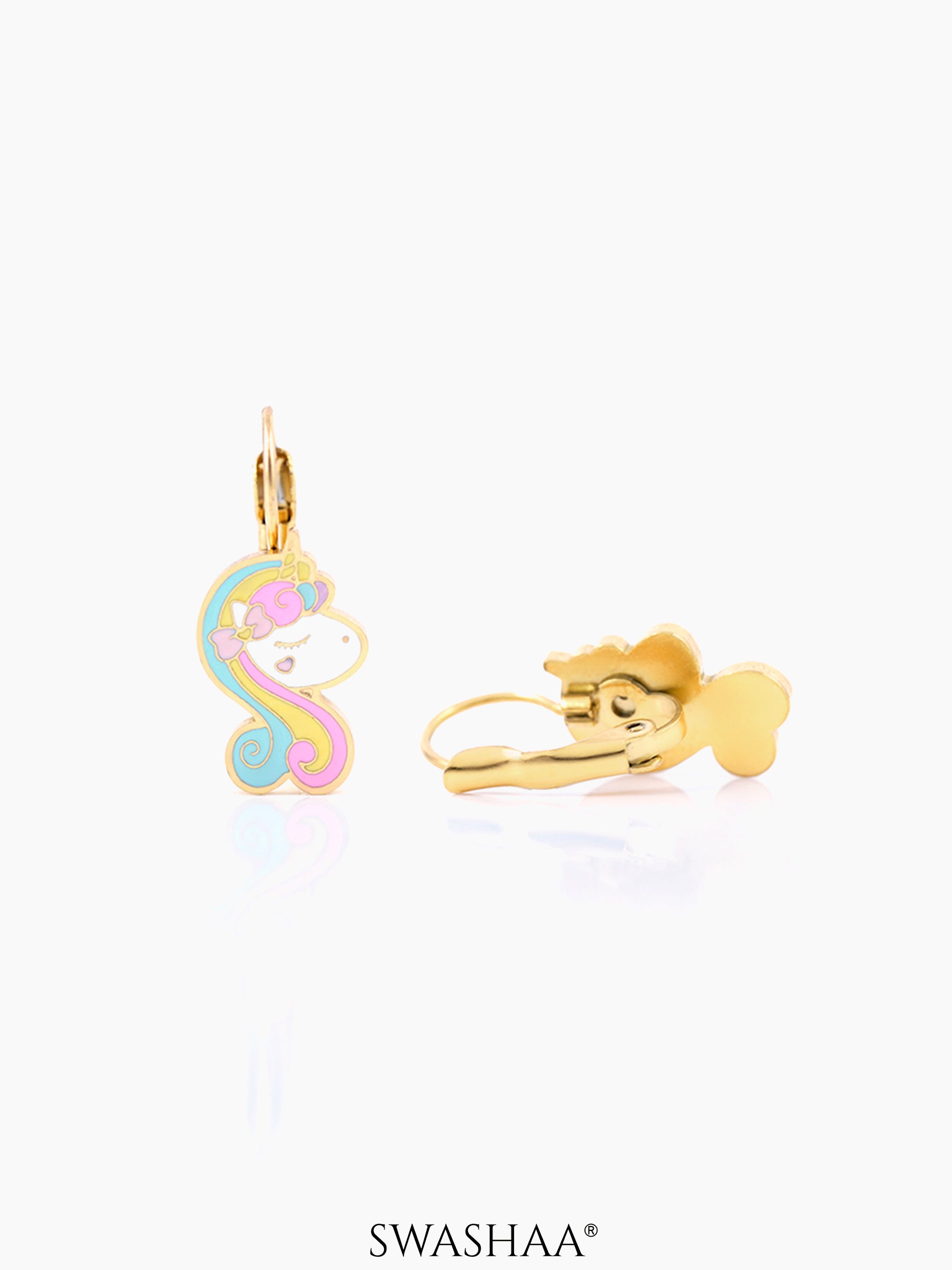 Unicorn Face 18K Gold Plated Kid's Pendant Necklace Set