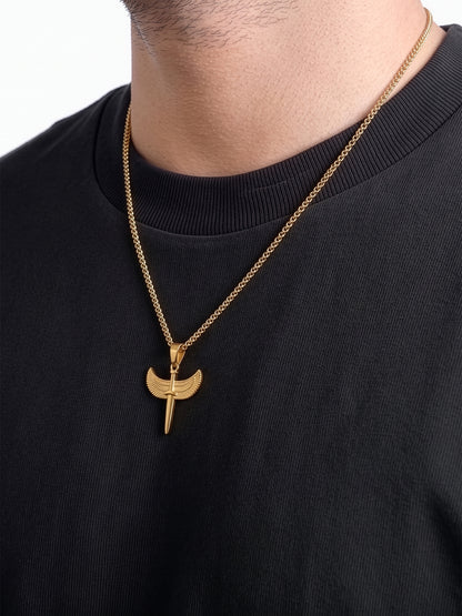 Vaelor Winged Sword 18K Gold Plated Men’s Chain Pendant