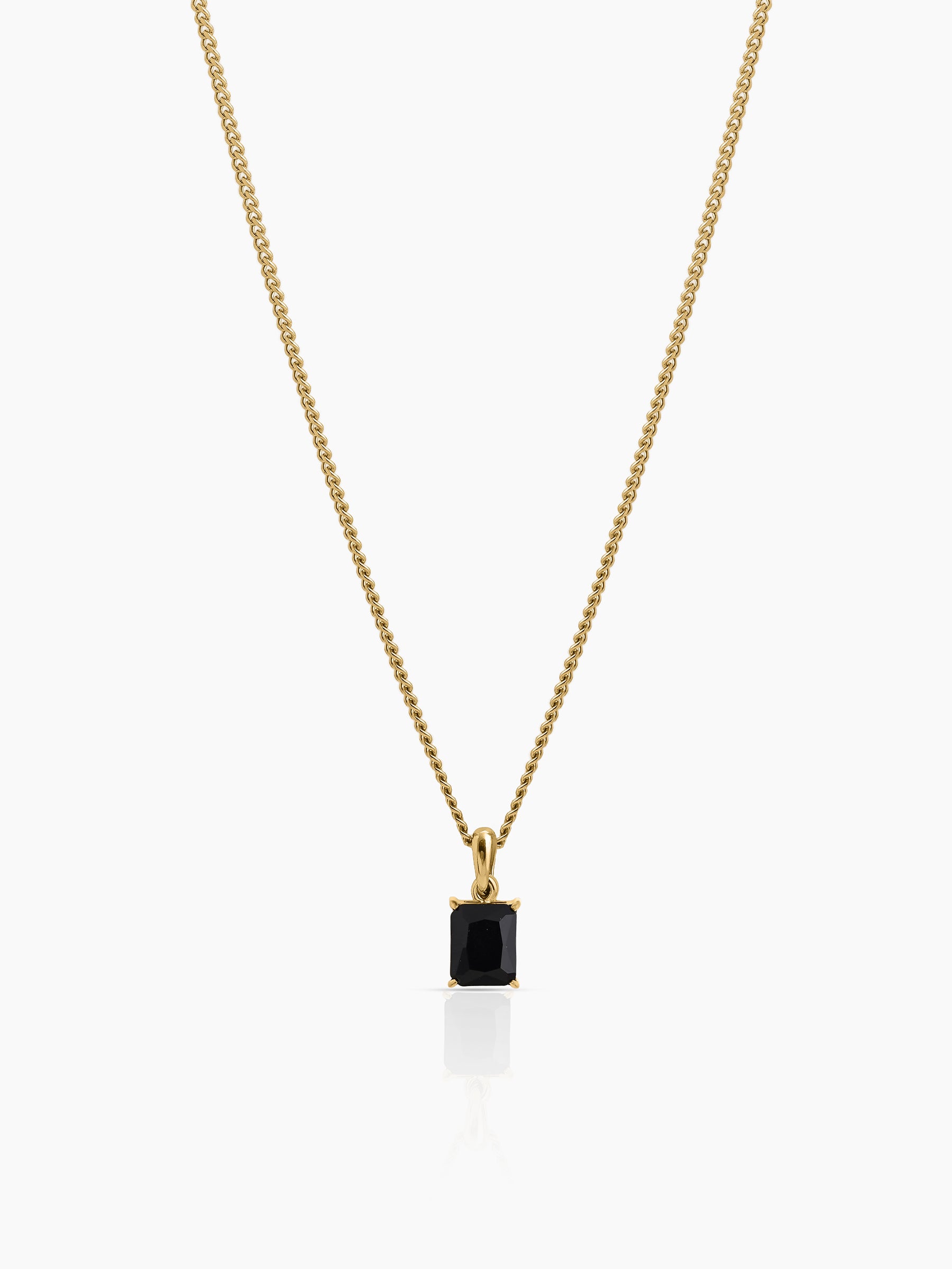 Vaeron Black Stone 18K Gold Plated Men's Chain Pendant Gold
