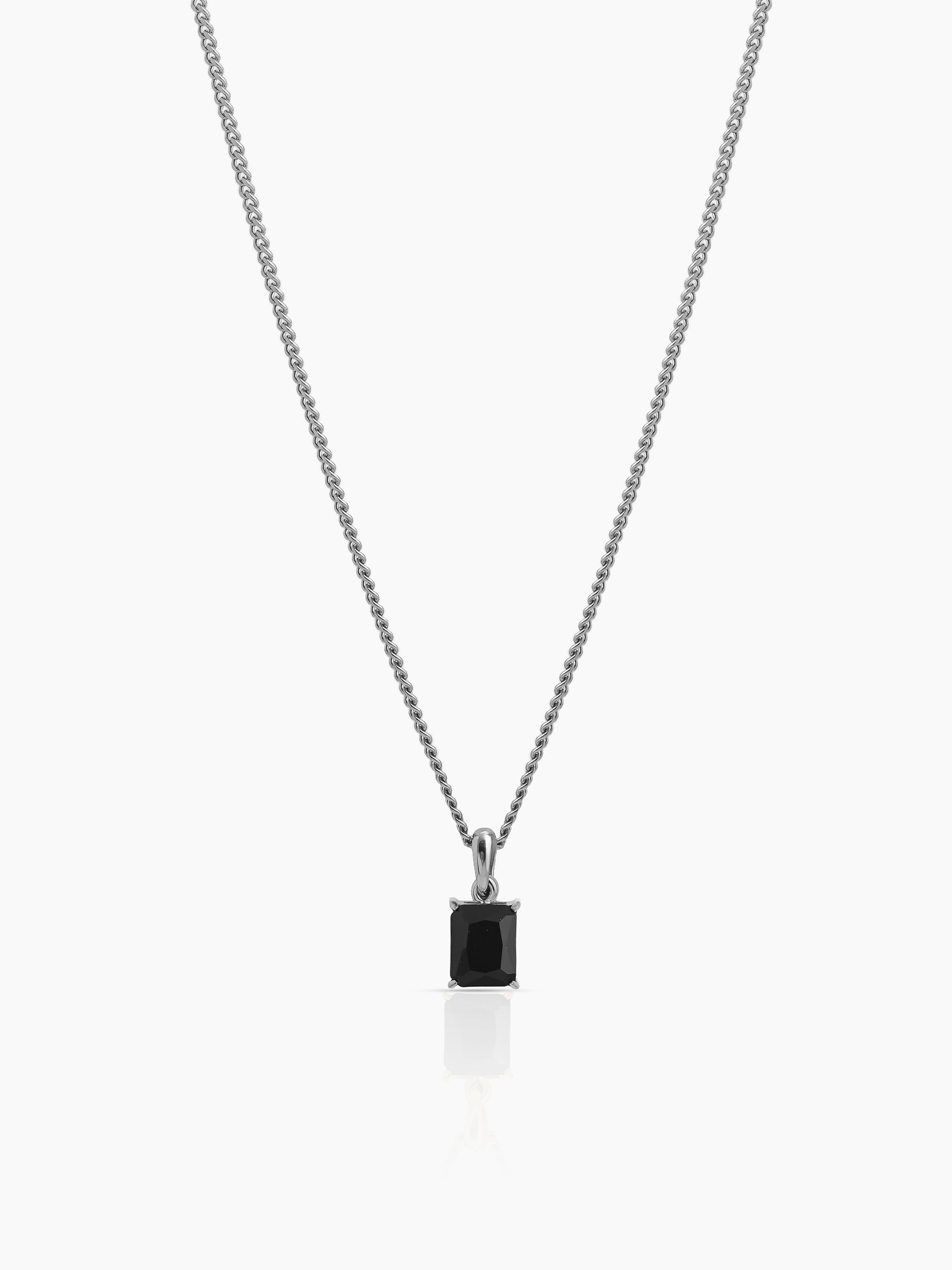 Vaeron Black Stone Silver Men's Chain Pendant Silver