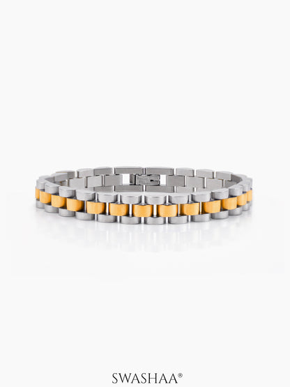 Valdez Men's Watch Belt Bracelet Silver - 18K Gold Plated 10 MM