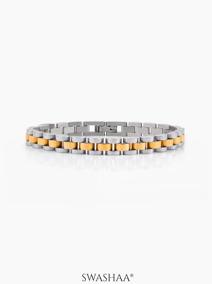 Valdez Men's Watch Belt Bracelet Silver - 18K Gold Plated 8 MM
