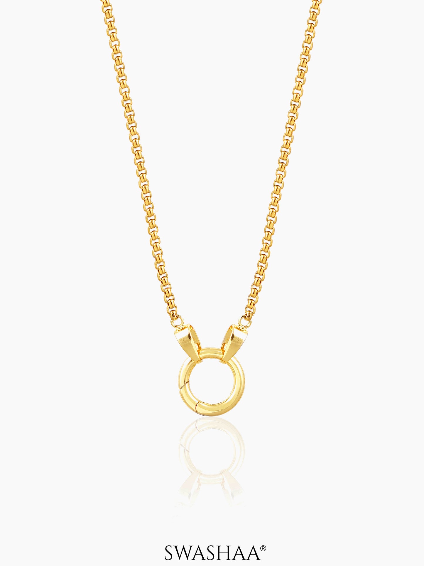 Vangie Eternal Ring Amulate Box Chain Necklace 18K Gold Plated