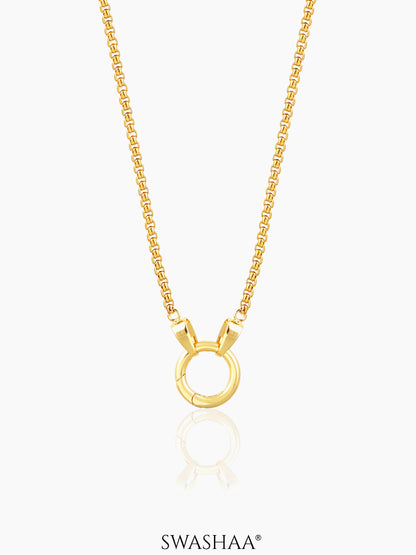 Vangie Eternal Ring Amulate Box Chain Necklace 18K Gold Plated