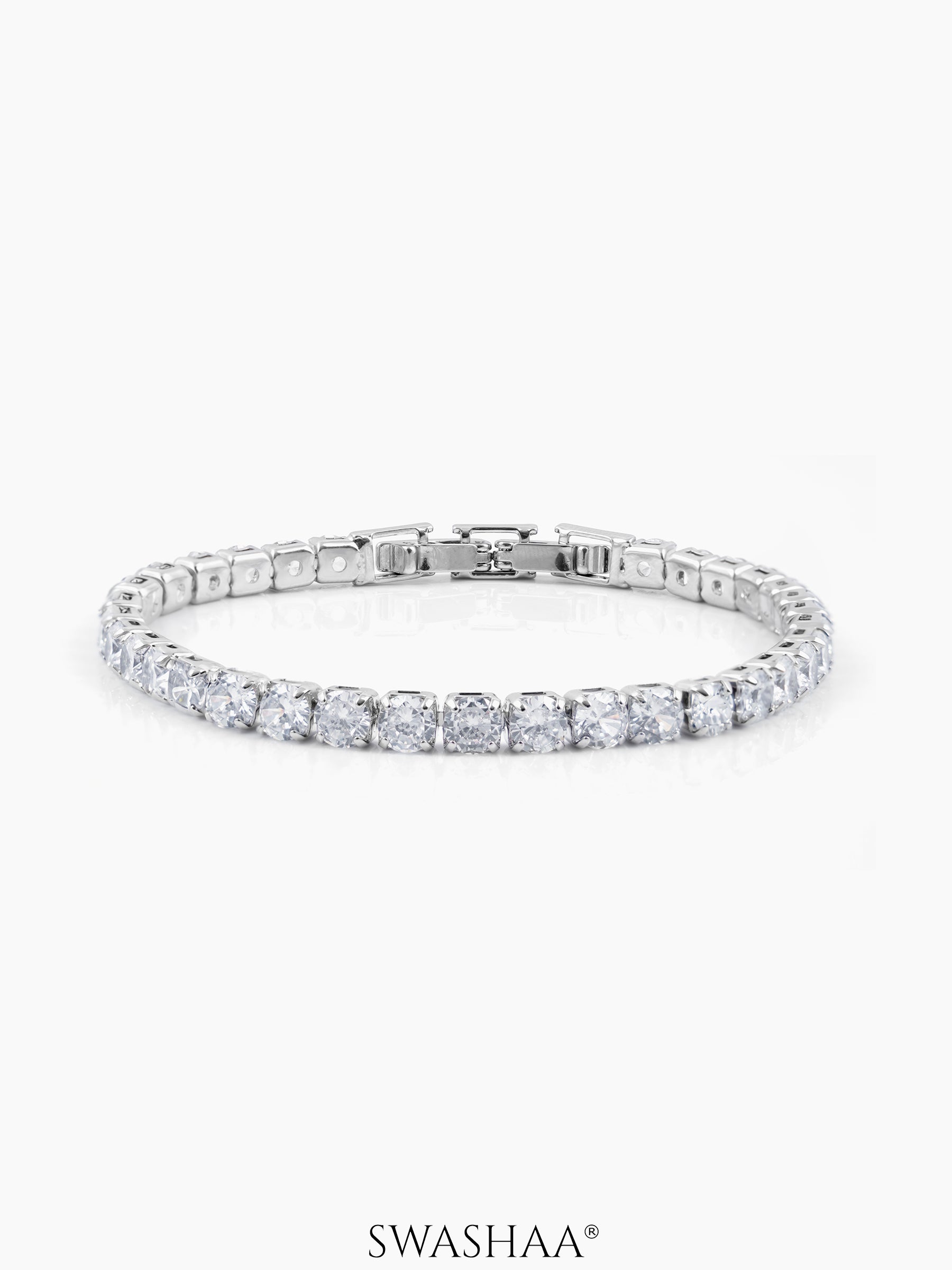 Orion Diamond Men's Bracelet White - Silver 4MM