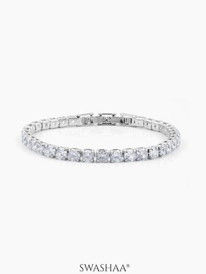 Orion Diamond Men's Bracelet White - Silver 4MM