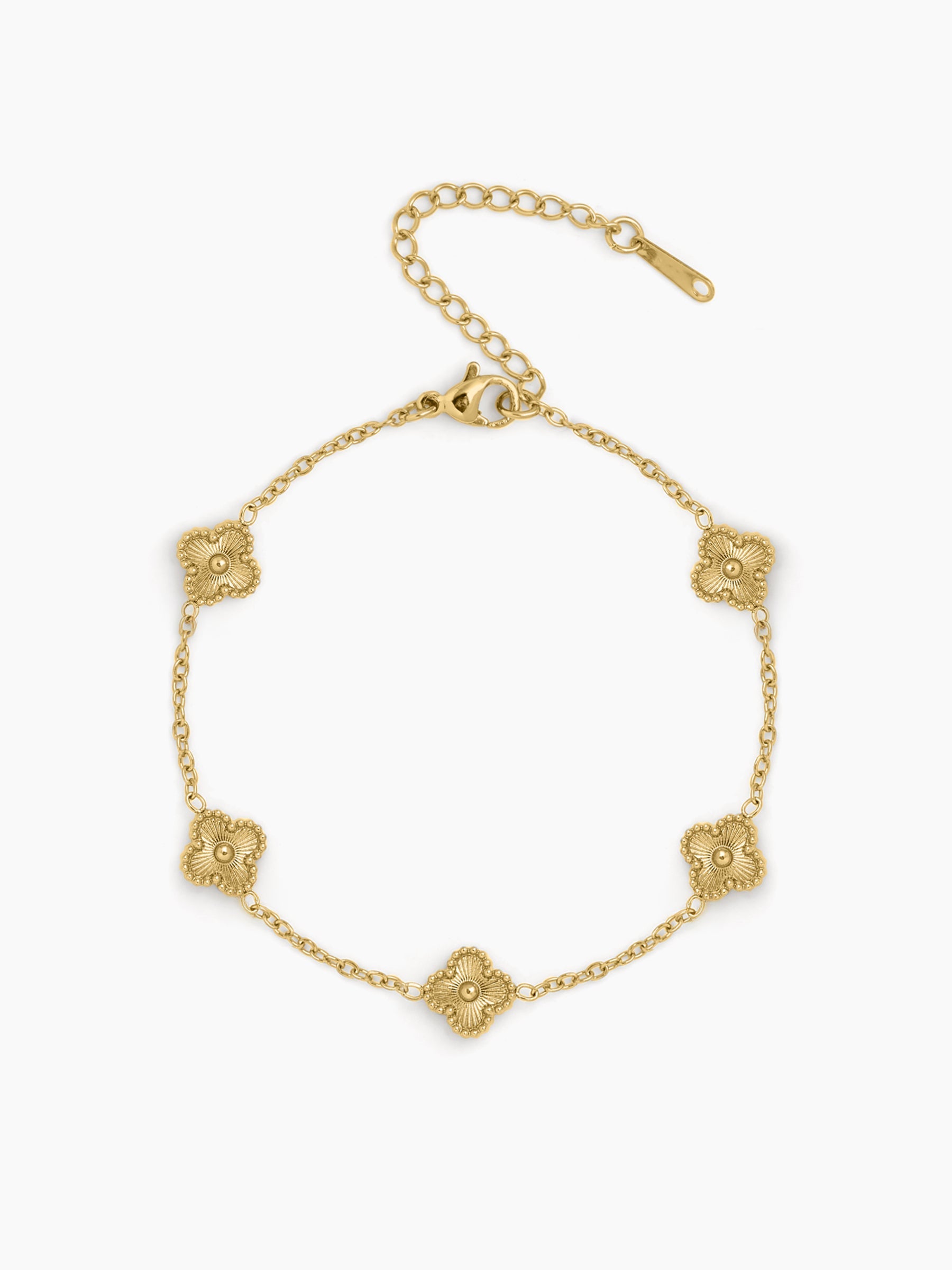 Velmira Clover Charm 18K Gold Plated Rakhi Gold