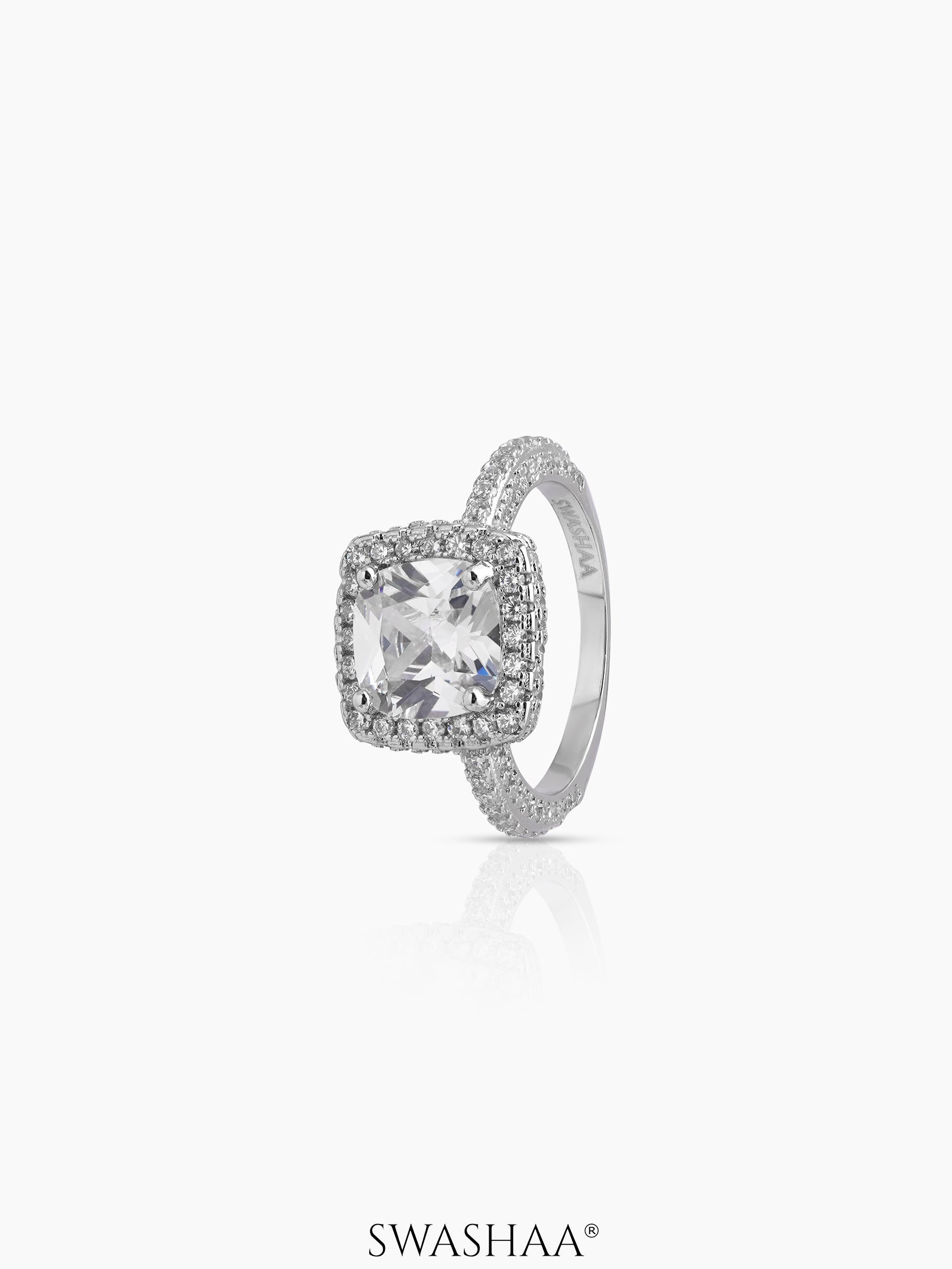 Velora Cushion Solitaire Ring Silver