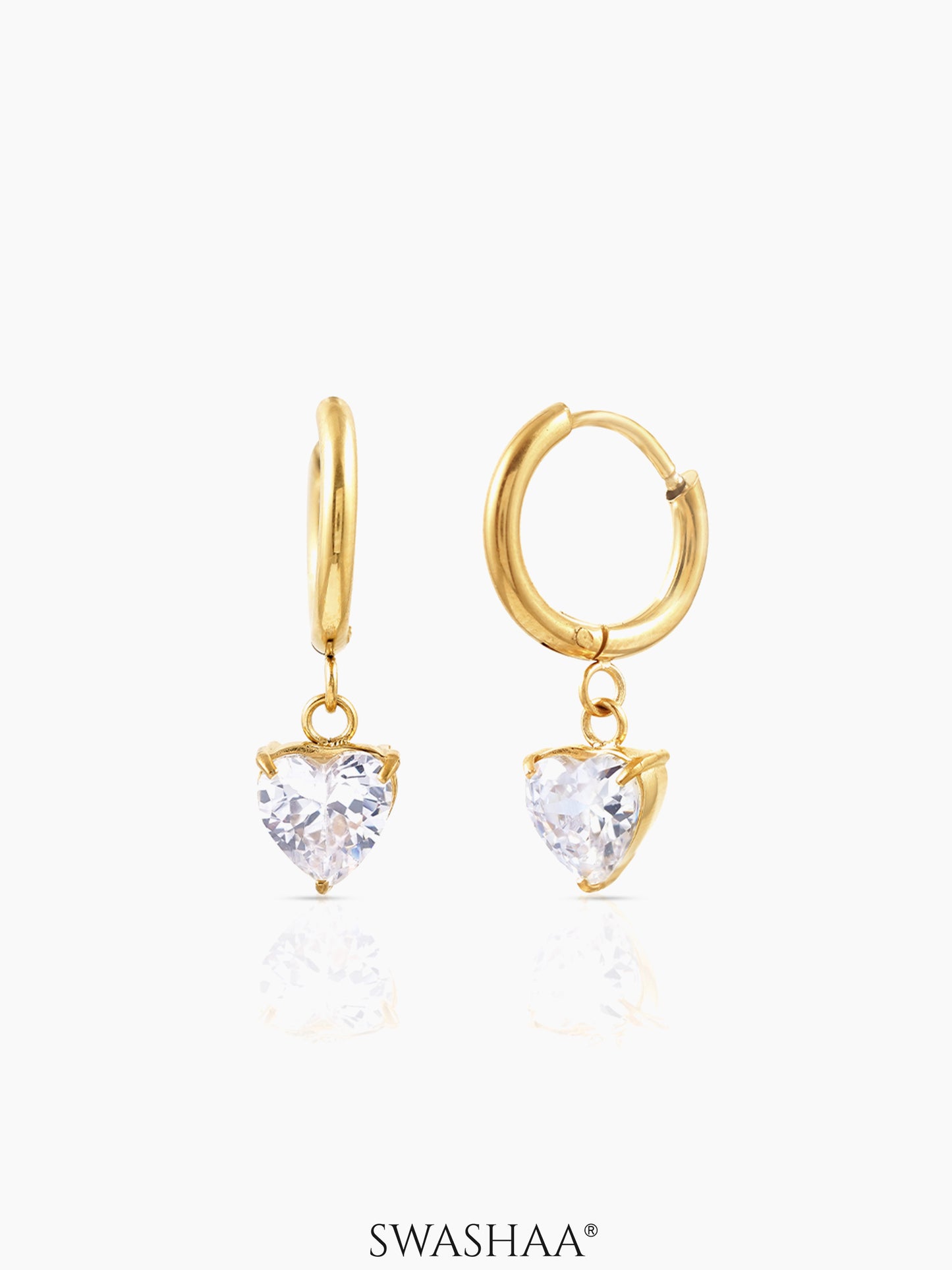 Vera Solitaire 18K Gold Plated Hoop Earrings Gold