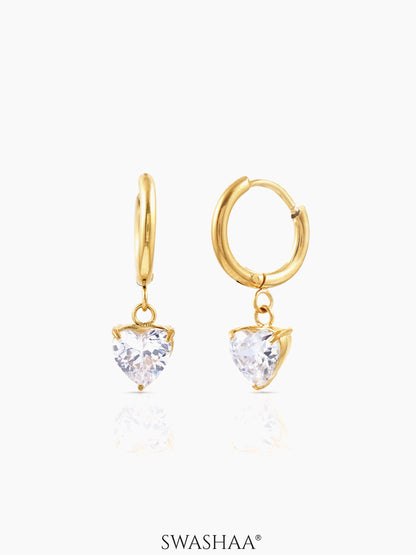 Vera Solitaire 18K Gold Plated Hoop Earrings Gold