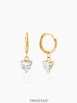 Vera Solitaire 18K Gold Plated Hoop Earrings Gold