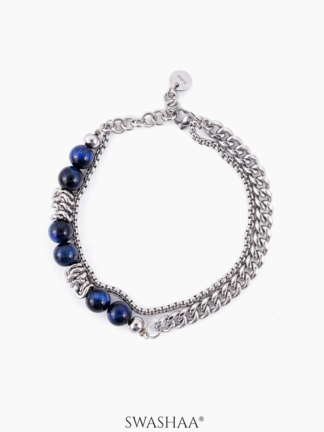 Victor Men's Beaded Bracelet Silver