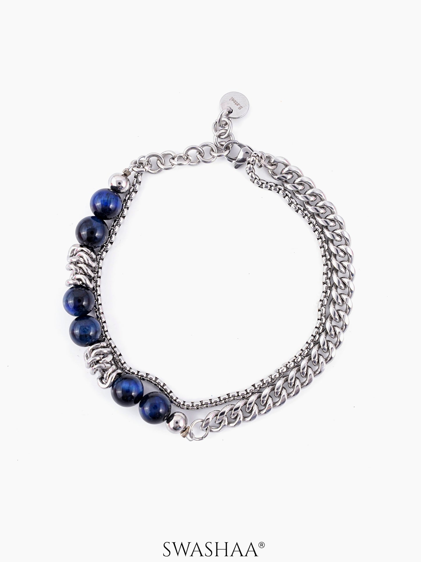 Victor Men's Beaded Bracelet Silver