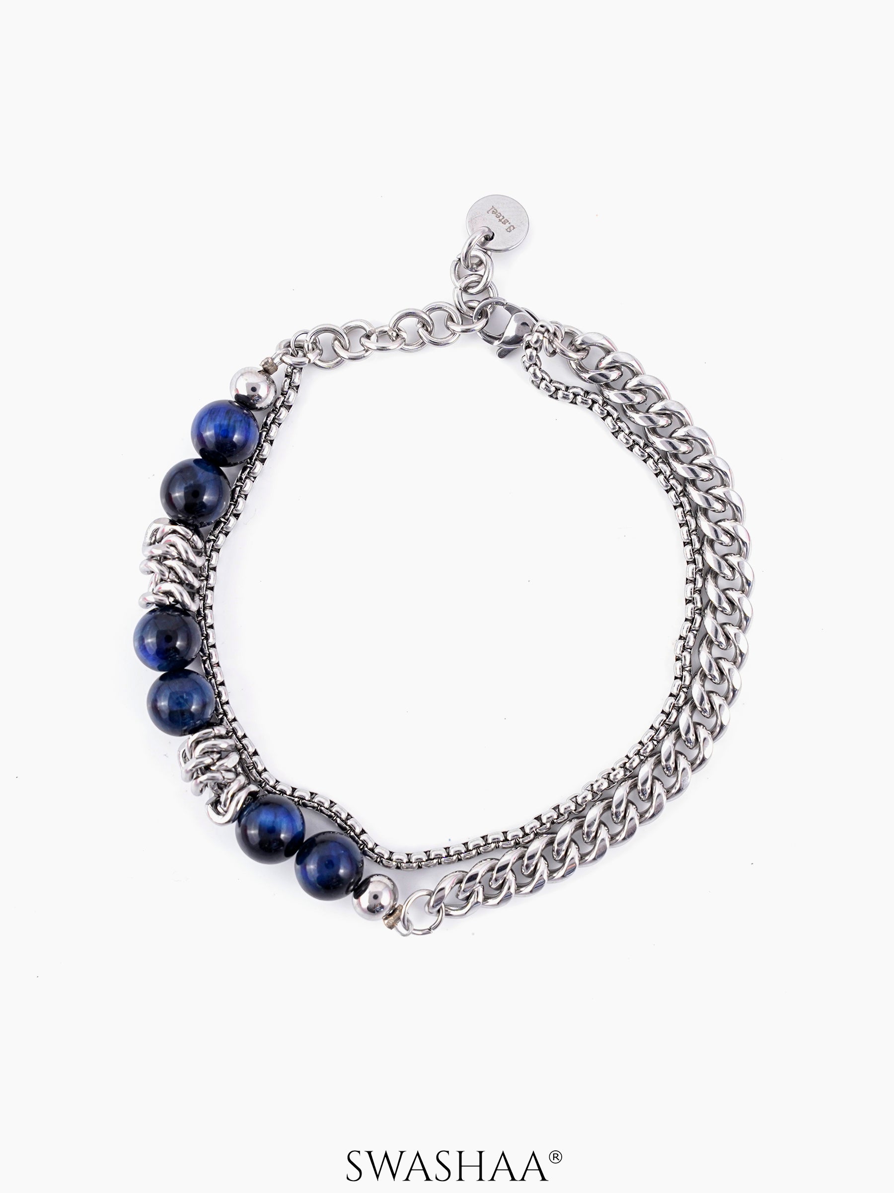 Victor Men's Beaded Bracelet Silver