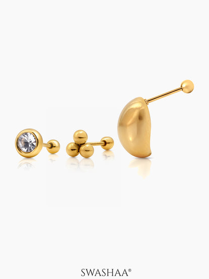 Viera 18K Gold Plated Women's Stud Earrings Set