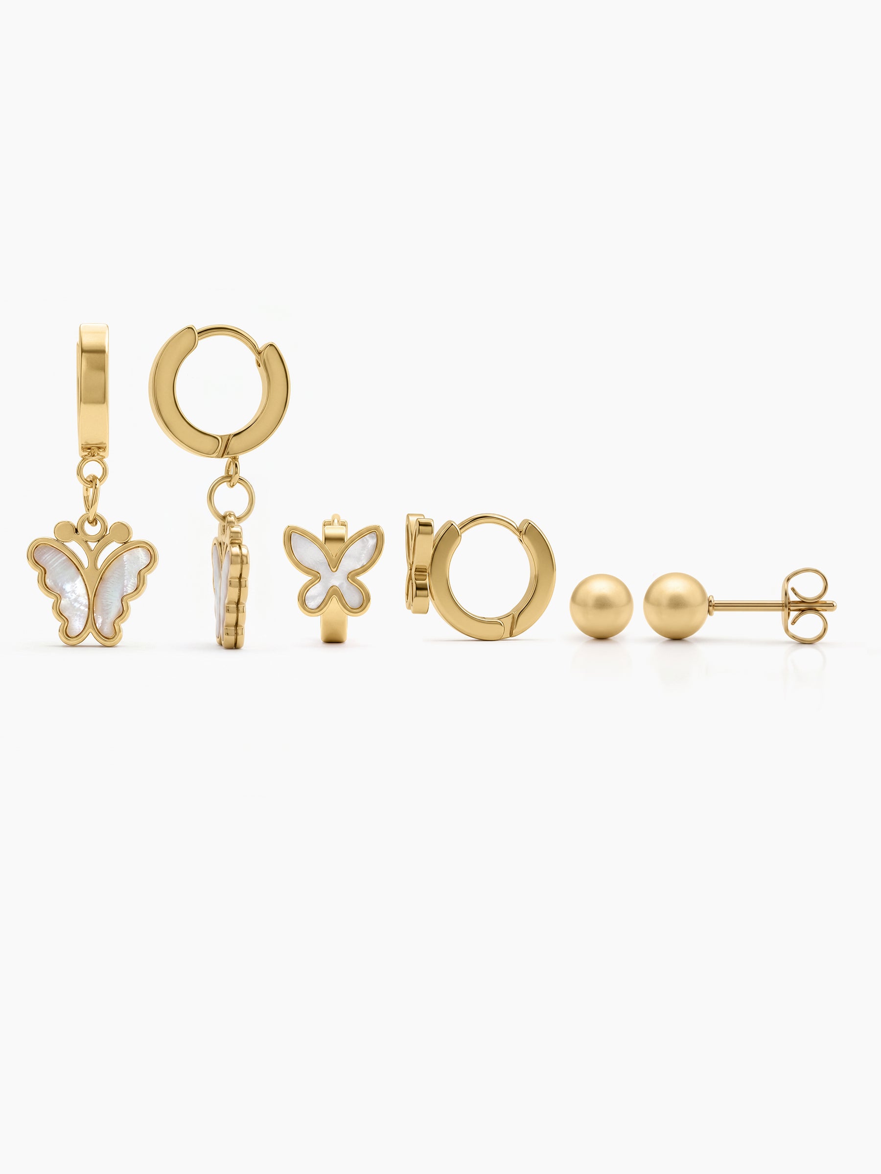 Vionara Butterfly 18K Gold Plated Women's Earrings Set