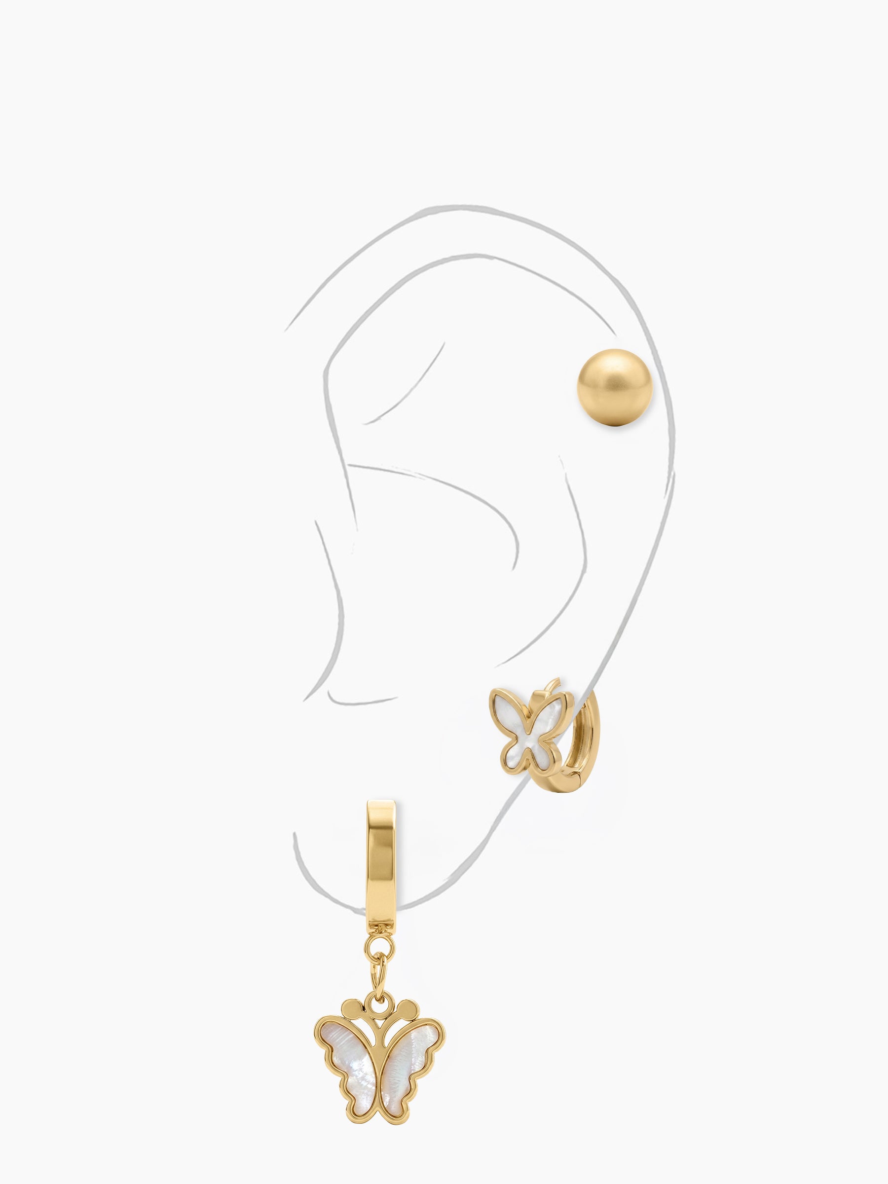 Vionara Butterfly 18K Gold Plated Women's Earrings Set Gold
