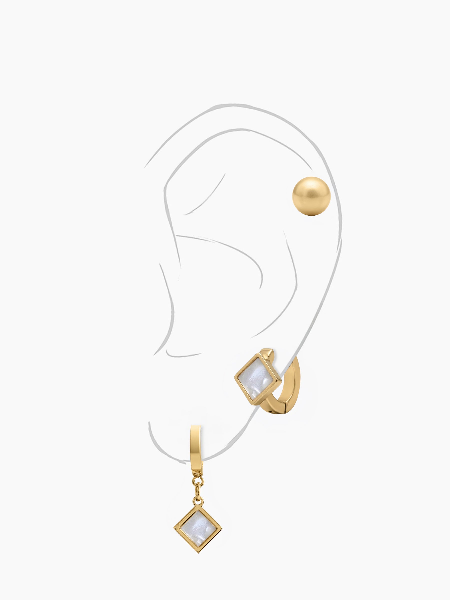 Virezza Charms 18K Gold Plated Women's Earrings Set Gold