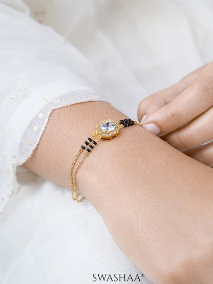 Viyana Solitaire Halo Layered Mangalsutra Bracelet