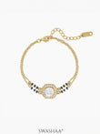 Viyana Solitaire Halo Layered Mangalsutra Bracelet 18K Gold Plated