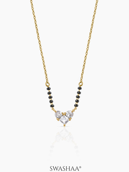 Vritti Heart Diamond Cluster Mangalsutra 18K Gold Plated