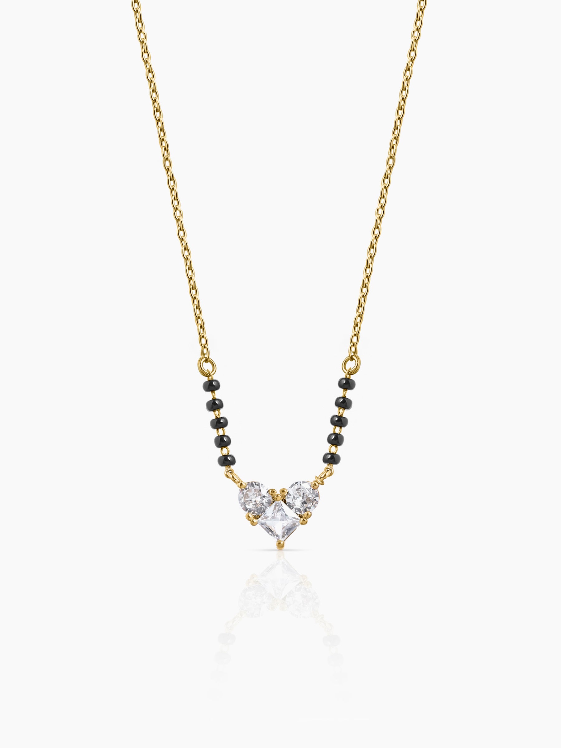 Vritti Heart Diamond Cluster 18K Gold Plated Mangalsutra Gold