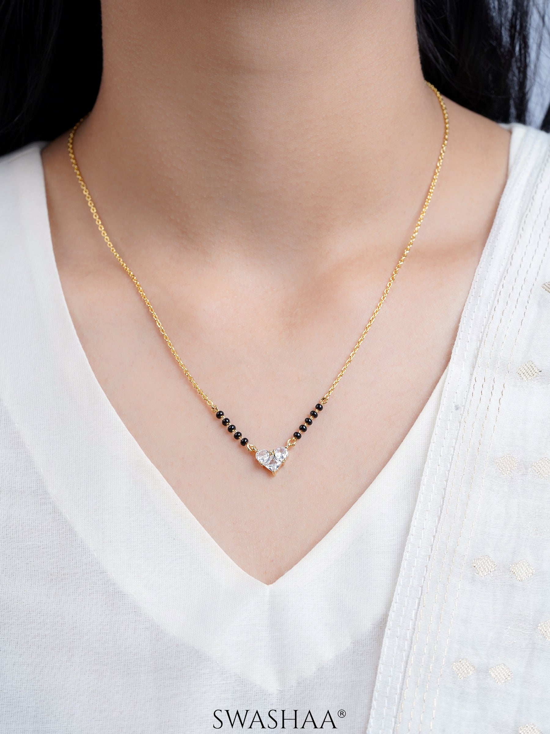 Vritti Heart Diamond Cluster Mangalsutra